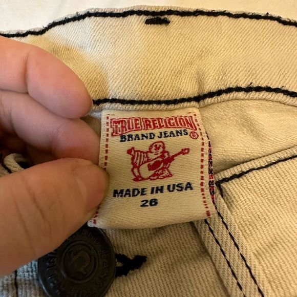 True Religion women's jeans Flare wide leg low rise size 26 western style cream - Picture 8 of 16